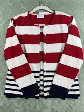 Liz Claiborne Red and White Striped Knit Top
